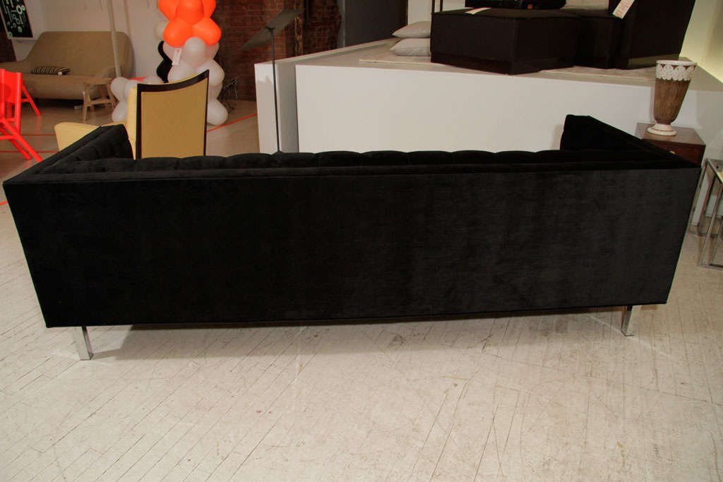 Contemporary Modern Velvet Tufted Tuxedo Sofa For Sale